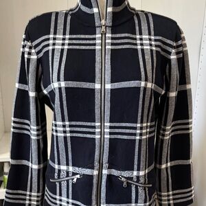 Lauren Ralph Lauren Black and White Plaid Bomber Jacket